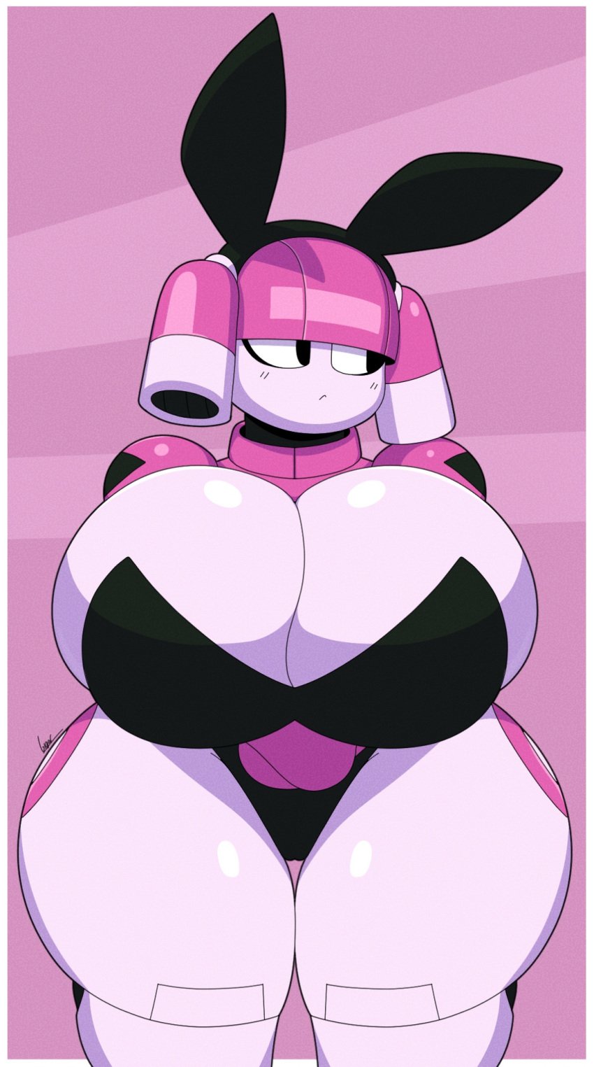 big_breasts breasts bunnysuit cleavage dorahden female huge_breasts mya_(dorahden) robot tagme thick_thighs wide_hips