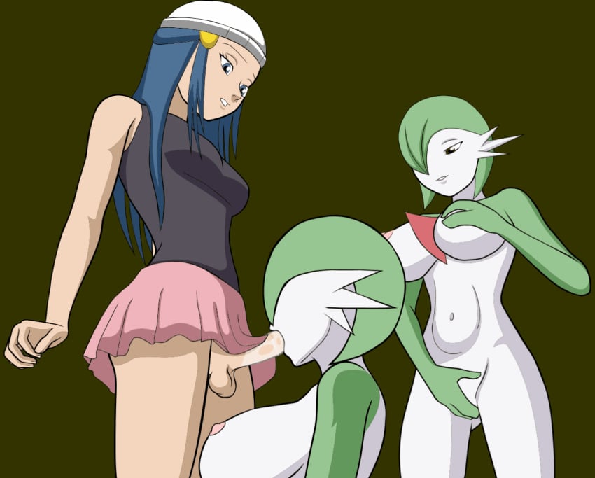 1futa 2girls animated animated_gif anthro big_breasts clothed clothed_sex d-rock_(artist) dawn_(pokemon) fellatio fellatio_from_feral fingering full-package_futanari furry futa_on_female futanari gardevoir gif green_skin masturbation pokémon_(species) pokemon pokemon_(species) pokephilia small_breasts voyeurism