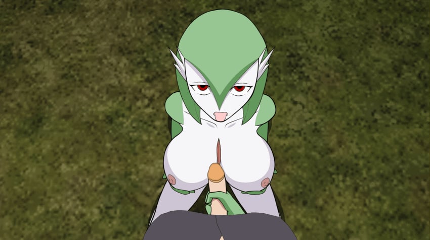 animated anthro big_breasts d-rock_(artist) dawn_(pokemon) full-package_futanari furry futa_on_female futanari gardevoir green_skin pokémon_(species) pokemon pokemon_(species)