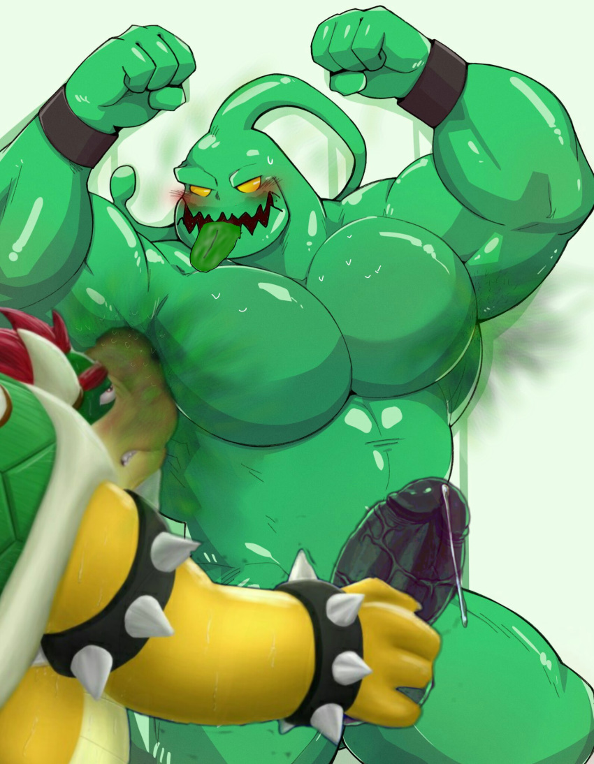 armpit_fetish armpit_sniffing armpits arms_up bowser cum_drip gay hands_above_head league_of_legends male male/male male_only mario_(series) musclegut musk musky_armpit pecs riot_games sweat tongue_out wristband yaoi zac