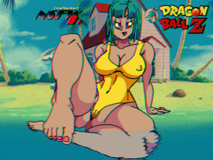 1girls beach bikini dragon_ball dragon_ball_z female female_only marbardan_(artist) maron one-piece_swimsuit solo swimsuit tagme