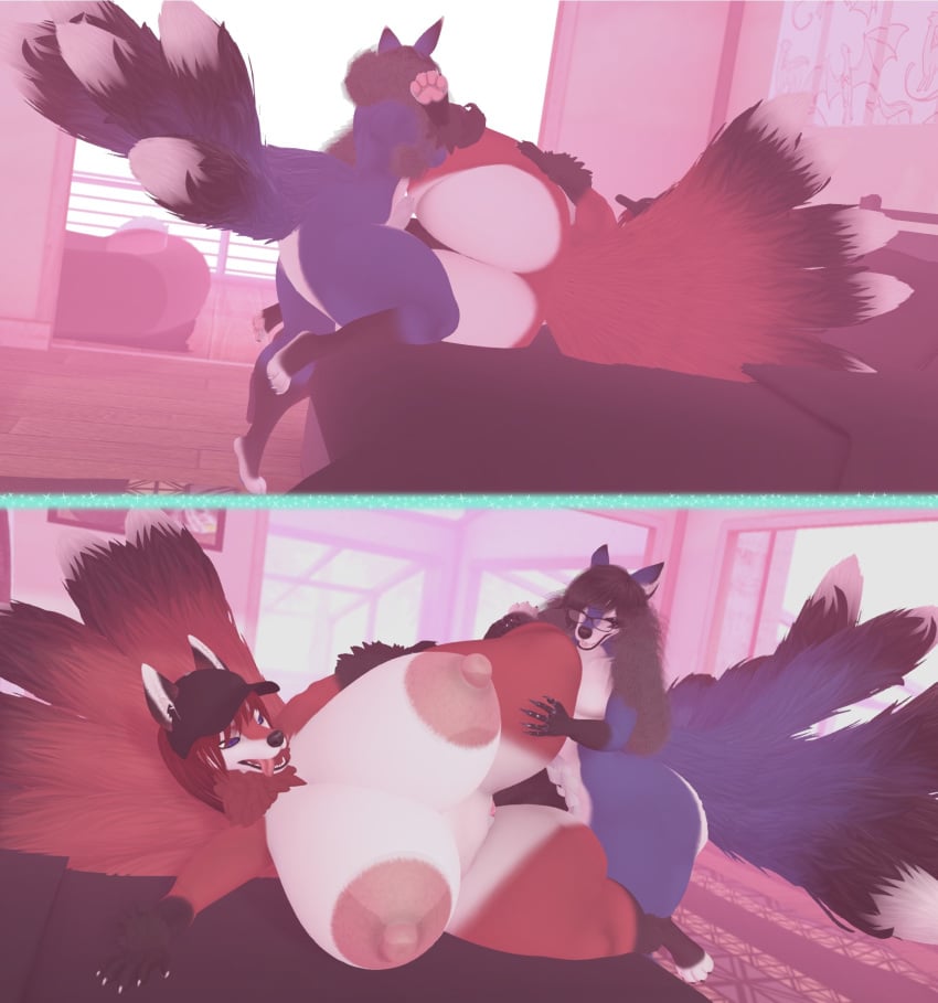 2020 3d anthro anthro_on_anthro anthro_penetrated anthro_penetrating anthro_penetrating_anthro ass balls bent_over big_balls big_breasts big_butt big_penis black_hair black_nose black_penis blue_body blue_fur boa_(clothing) breasts canid canine cinnyhearts clothing comic dipstick_ears dipstick_tail duo eyewear female female_penetrated fox fur furniture genitals glasses hair hat hat_only headgear headgear_only headwear headwear_only hi_res huge_balls huge_breasts huge_butt huge_cock humanoid_genitalia humanoid_penis hyper hyper_balls hyper_breasts hyper_butt hyper_genitalia hyper_hips hyper_penis inside leg_glider_position male male_penetrating male_penetrating_female mammal mostly_nude multi_tail multicolored_body multicolored_ears multicolored_fur multicolored_tail on_sofa penetration penile penile_penetration penis penis_in_pussy pubes raised_leg red_body red_fur second_life sex sofa straight two_tone_body two_tone_fur vaginal_penetration wearing_glasses white_body white_fur