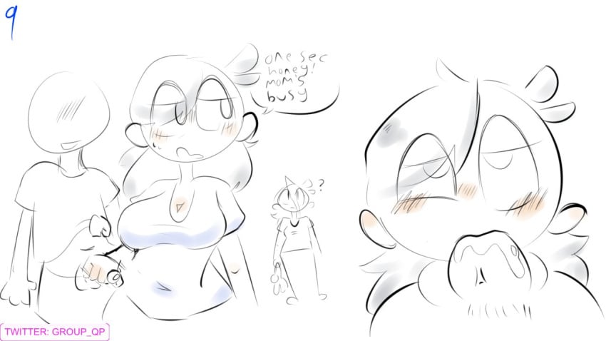 blowjob blush cum_in_mouth cum_in_throat deepthroat drooling eye_contact fellatio group_qp jaiden jaiden_animations jaidenanimations jaidens_mom pov sketch youtube