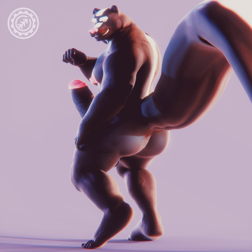 1:1 1boy 3d animal_humanoid anthro ass biceps big_balls big_butt big_penis black_fur blender_(software) body_fur erection feet fluffy_tail genitals glans hi_res huge_balls huge_cock humanoid_feet humanoid_genitalia humanoid_penis logan_(skunk) looking_at_viewer male male_nipples male_only mammal mammal_humanoid mephitid mephitid_humanoid muscles muscular_anthro muscular_male n0rdbara nude_male penis simple_background skunk skunk_humanoid skunk_tail smooth_fur solo veiny_penis white_stripe