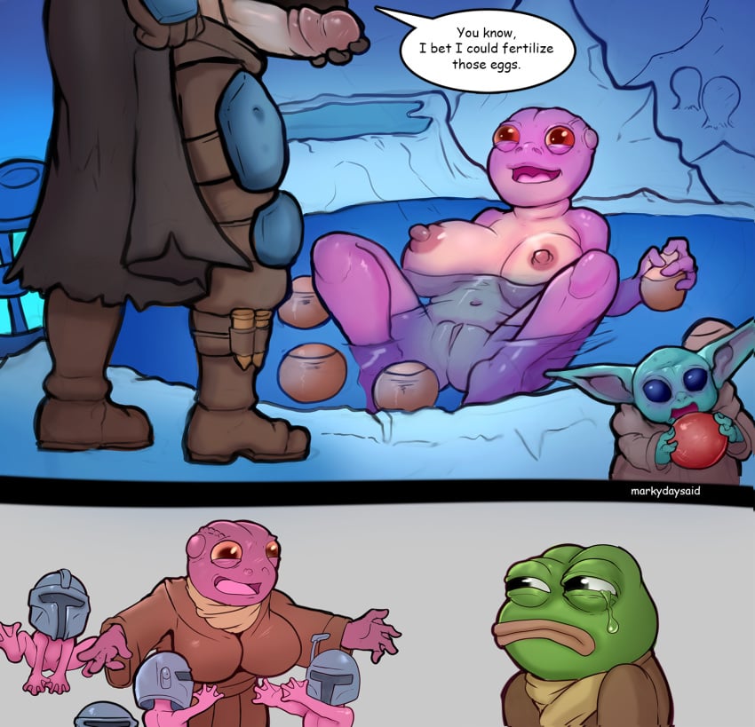 1girls 2020 2boys alien alien/human alien_girl amphibian anthro anthro_focus armor bath bathing big_breasts big_penis bodily_fluids breasts cave cheating cheating_wife clothed clothed/nude clothed_male clothed_male_nude_female clothing comic crying cucked_by_human cuckold dialogue din_djarin disney egg english_text erection faceless_male female female_focus fertilization frog frog_lady_(the_mandalorian) genitals grogu group headgear helmet hi_res hot_spring human human_on_anthro humor imminent_ejaculation infidelity instant_loss_2koma interspecies large_breasts male male_human/female_anthro mammal mandalorian markydaysaid masturbation meme nude nude_female partially_submerged penis penis_out pepe_the_frog pussy snow spread_legs standing star_wars straight tears text the_mandalorian water winter yoda's_species young