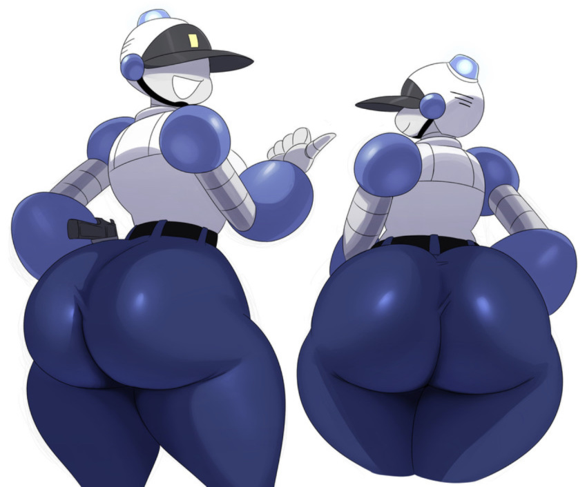 1girls ass ass_focus back_view bailey_(honeyboyy) big_ass big_butt black_belt blue_jeans female female_only jeans mechanical mechanical_arm police_hat police_officer police_uniform policewoman robot robot_girl sssonic2 thick_ass thick_thighs tight_jeans white_background wide_hips