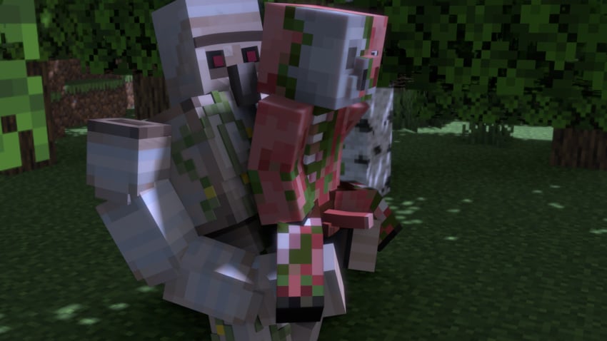 2boys 3d big_penis boner erection gay gpboss358 iron_golem_(minecraft) male/male male_only mine-imator minecraft penis piglin red_eyes sex size_difference zombie_piglin