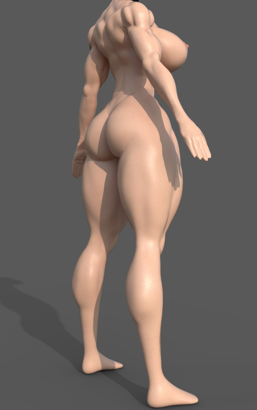 3d ass back_view backboob big_breasts big_butt butt_crack huge_ass large_breasts muscular_thighs original_character sideboob thick_thighs thighs zbrush