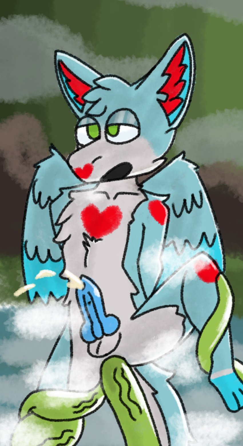 <3_eyes absurd_res angel_dragon anthro big_pp_man blue_body blue_fur bodily_fluids breath cum cumshot dragon dutch_angel_dragon ejaculation erection fur genital_fluids genitals glistening glistening_genitalia glistening_penis green_eyes hart_the_dutchie heart heart_marking hi_res knot looking_pleasured male male_only penis red_body red_fur solo tentacle white_body white_fur