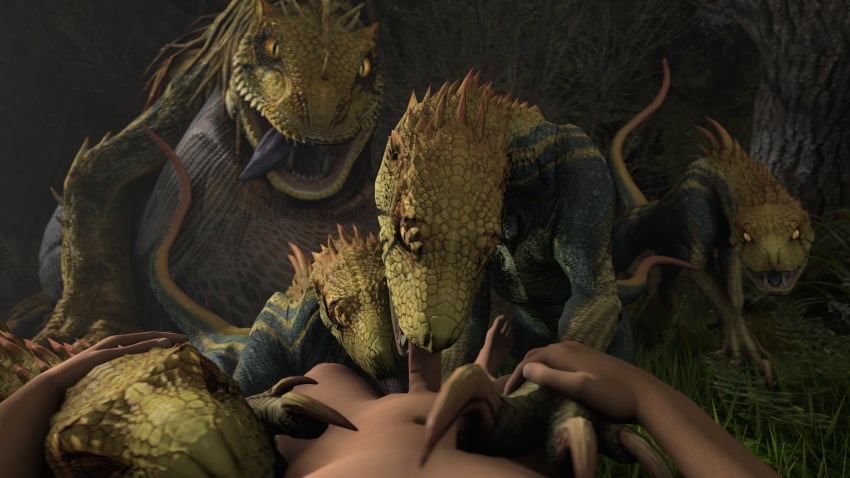 16:9 2020 3d 4k absurd_res ball_lick balls belly big_belly capcom claws erection fanged_wyvern fellatio fellatio_from_feral feral first_person_view forest genitals great_jagras group hand_holding hi_res human human_on_feral human_penetrating interspecies ivorylagiacrus jagras licking looking_at_viewer male male/male male_on_feral mammal monster_hunter monster_hunter_world nude open_mouth oral penetration penile penis pinned scalie sex source_filmmaker tongue tongue_out tree video_games widescreen zoophilia