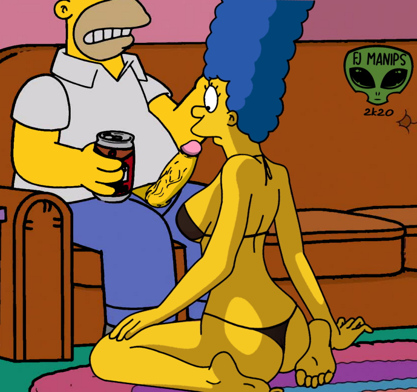 back_view big_penis bikini blowjob feet fjm homer_simpson kneeling marge_simpson string string_bikini sucking the_simpsons thinking underwear waiting