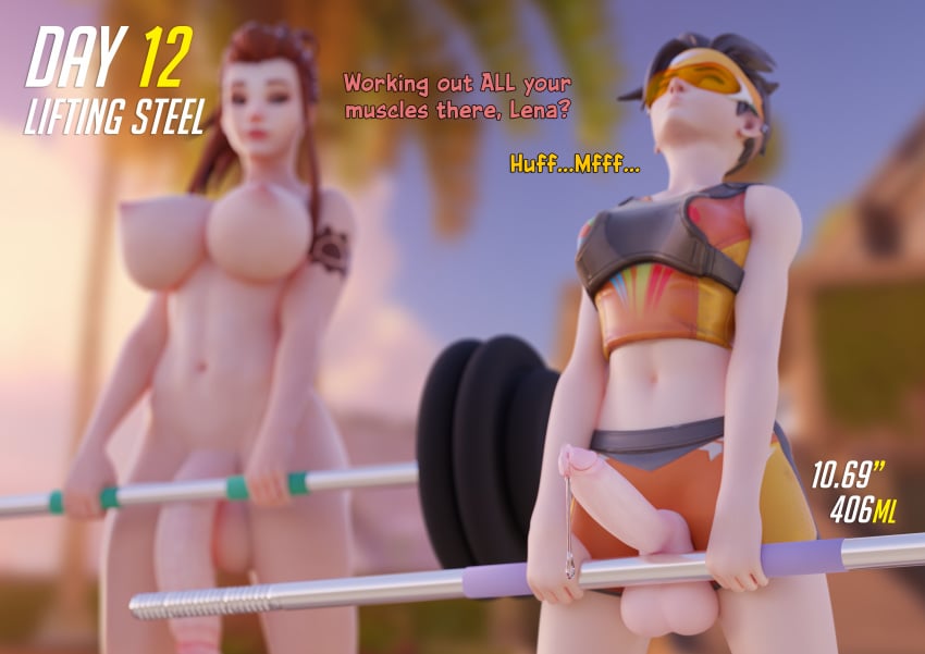 2020 2futas 3d abs balls big_balls big_penis blender booty_shorts brigitte brigitte_lindholm brown_hair chainsmoker clothed clothing comic dialogue dripping duo erection futa_only futanari goggles gym highres huge_balls huge_breasts huge_cock human lena_oxton long_hair measurements mostly_clothed nipples no_nut_november nude orange-tinted_eyewear overwatch overwatch_2 pale_skin penis precum semi-erect short_hair sports_bra sprinter_tracer sunglasses tattoo text thick_thighs tinted_eyewear toned tracer training visor weightlifting weights white_skin