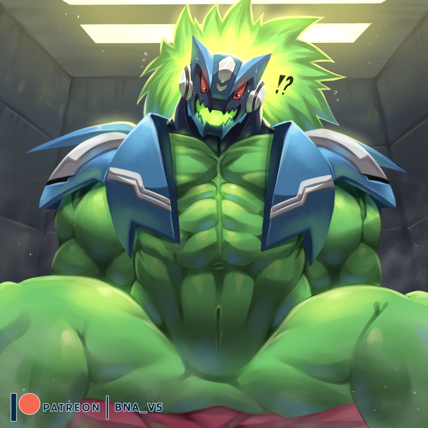 1:1 ?! abs absurd_res alien anus armor arms_tied biceps bna_v5 bound capcom green_body headgear helmet hi_res humanoid male male_focus male_only mega_man_star_force muscular muscular_humanoid muscular_male omega-xis pecs red_eyes slit solo solo_male submissive submissive_male video_games