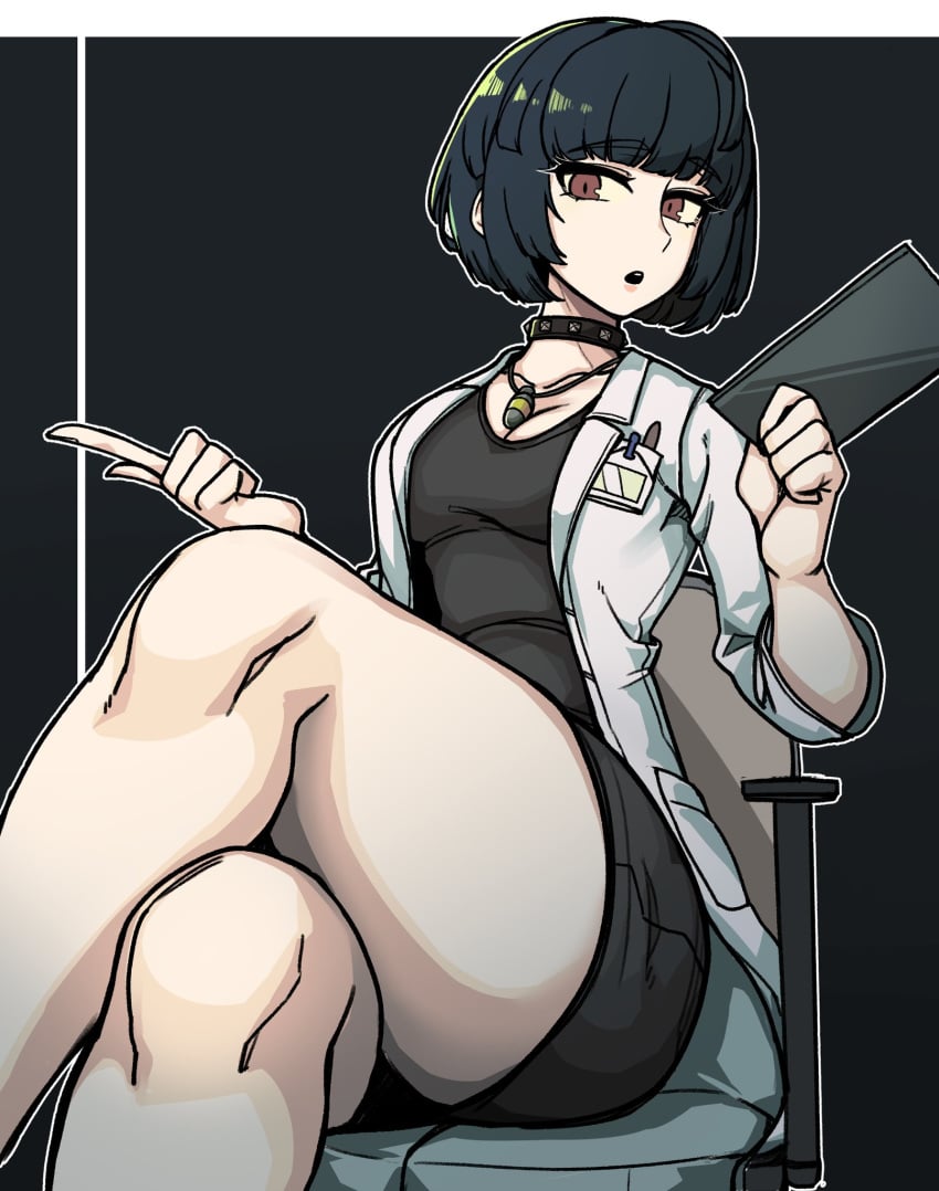 black_hair brown_eyes choker dark_hair doctor goth goth_girl gothic legs nurse open_mouth persona persona_5 powtaytow3333 punk short_hair skirt tae_takemi thick thick_thighs thighs thin thin_waist wide_hips