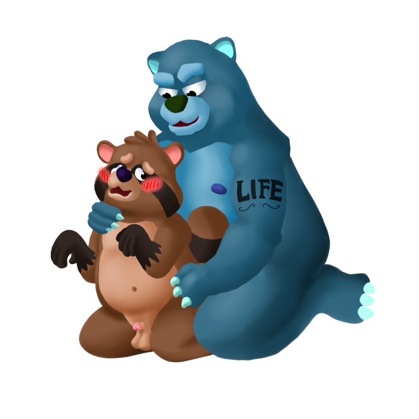 1:1 absurd_res anal anal_sex anthro balls belly big_belly big_dom_small_sub blush brown_body brown_fur canid canine digital_media_(artwork) duo erection fur genitals hi_res humanoid_genitalia humanoid_penis life_(sibluself) male male/male male_penetrated male_penetrating male_penetrating_male mammal moobs navel nipples nude open_mouth overweight overweight_anthro overweight_male penetration penis raccoon_dog sex siblu sibluself simple_background size_difference slightly_chubby small_penis smile tanuki ursid