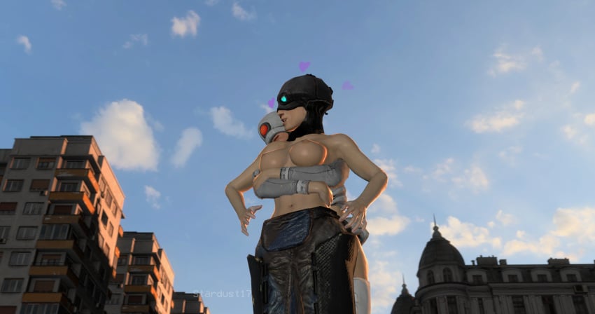 breasts city combine combine_assassin feet female female/female female_focus half-life half-life_2 half-life_2_beta love nipples outside pose shy source_filmmaker stardust17 sunset yuri