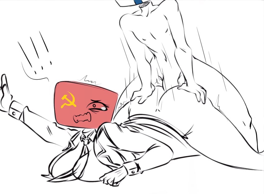 ! 1boy 1girls almost_naked anal anal_penetration anal_rape anal_sex ass ass_grab boobs breasts countryhumans countryhumans_girl crying dominant_male finland_(countryhumans) flawsy hammer_and_sickle large_ass large_penis larger_female looking_shocked lying lying_on_stomach male monochrome motion_lines muscular muscular_male older_female one_eye open_mouth penetration penis_in_ass rape sex shirt smaller_dom smaller_male smaller_penetrating_bigger soviet_flag soviet_union_(countryhumans) tagme_(character) thick_ass thick_thighs thighhighs thighs tie tie_between_breasts white_background