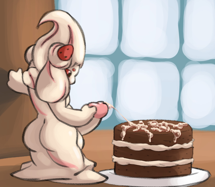 alcremie anthro ass balls big_penis bodily_fluids cake cum cum_on_food dessert femboy food food_creature food_humanoid fruit genital_fluids genitals girly goo_creature hi_res humanoid male male_only masturbation nintendo nova_nsfw penis plant pokémon_(species) pokemon rule_63 solo solo_male strawberry video_games