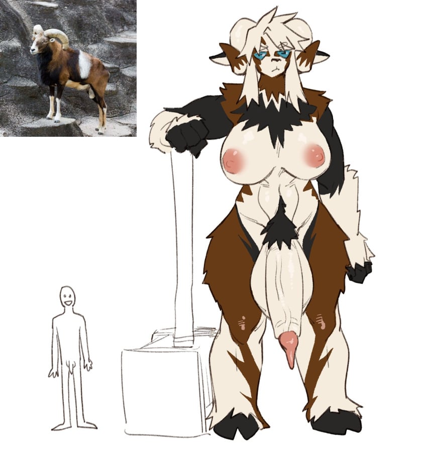 2020 animal_genitalia animal_penis anthro areola balls big_balls big_breasts big_penis biped bovid breasts caprine chest_tuft duo erection fur futa_is_bigger futa_with_male futanari genitals goat gynomorph hammer hi_res hooves horn huge_balls huge_breasts huge_cock human hyper hyper_balls hyper_genitalia hyper_penis intersex larger_gynomorph larger_intersex male mammal nipples nude penis penis_size_difference pubes rtr size_difference smaller_male standing thick_thighs tools tuft vein veiny_penis weapon