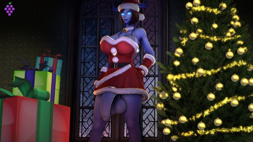 1futa 3d balls big_balls big_cock blue_eyes bottomless christmas christmas_outfit christmas_tree draenei draenei_futa flaccid futa_cock futa_only futanari glowing_eyes huge_balls huge_cock legs looking_at_viewer presents solo solo_futa sweetgrapes0101 thighs vanessa_tempest_(sweetgrapes) warcraft world_of_warcraft wow