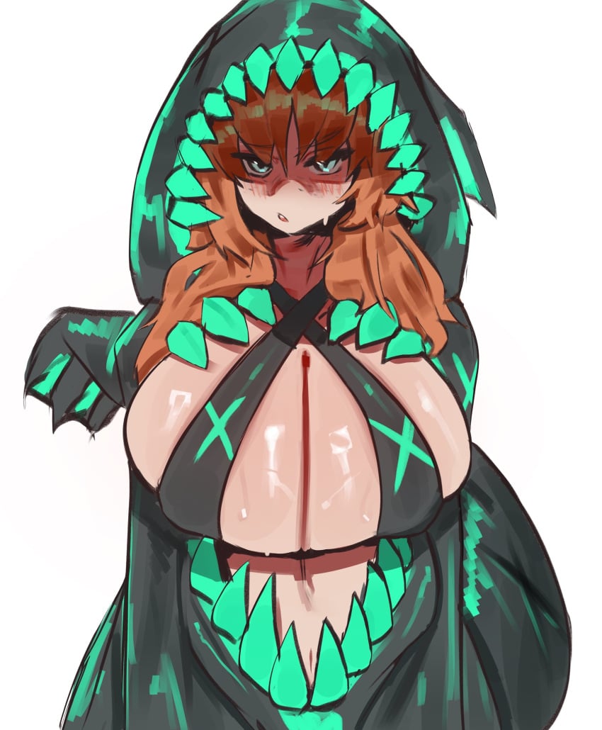 1girls big_breasts bikini blind_obsession_ishmael_(limbus_company) blush blush_lines blushing blushing_female breasts breasts_bigger_than_head female hair hoodie huge_breasts ishmael_(limbus_company) kineku limbus_company long_hair long_hair_female orange_hair orange_hair_ornament project_moon string_bikini sweat sweating sweating_female sweaty sweaty_breasts