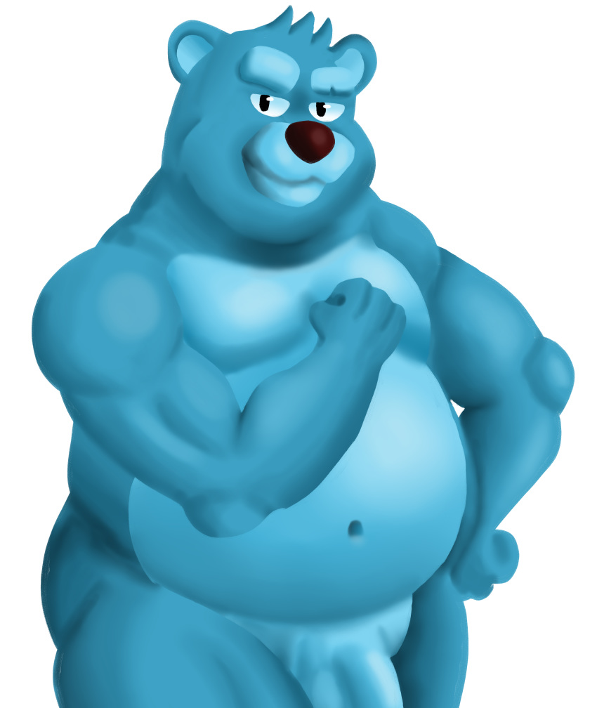 absurd_res anthro balls belly biceps big_balls big_belly big_penis blue_body digital_media_(artwork) flaccid genitals hi_res huge_cock humanoid_genitalia humanoid_penis life_(sibluself) looking_at_viewer male male_only mammal musclegut muscular muscular_anthro muscular_male navel nude overweight overweight_anthro overweight_male pecs penis polar_bear sibluself simple_background slightly_chubby smile solo ursid ursine