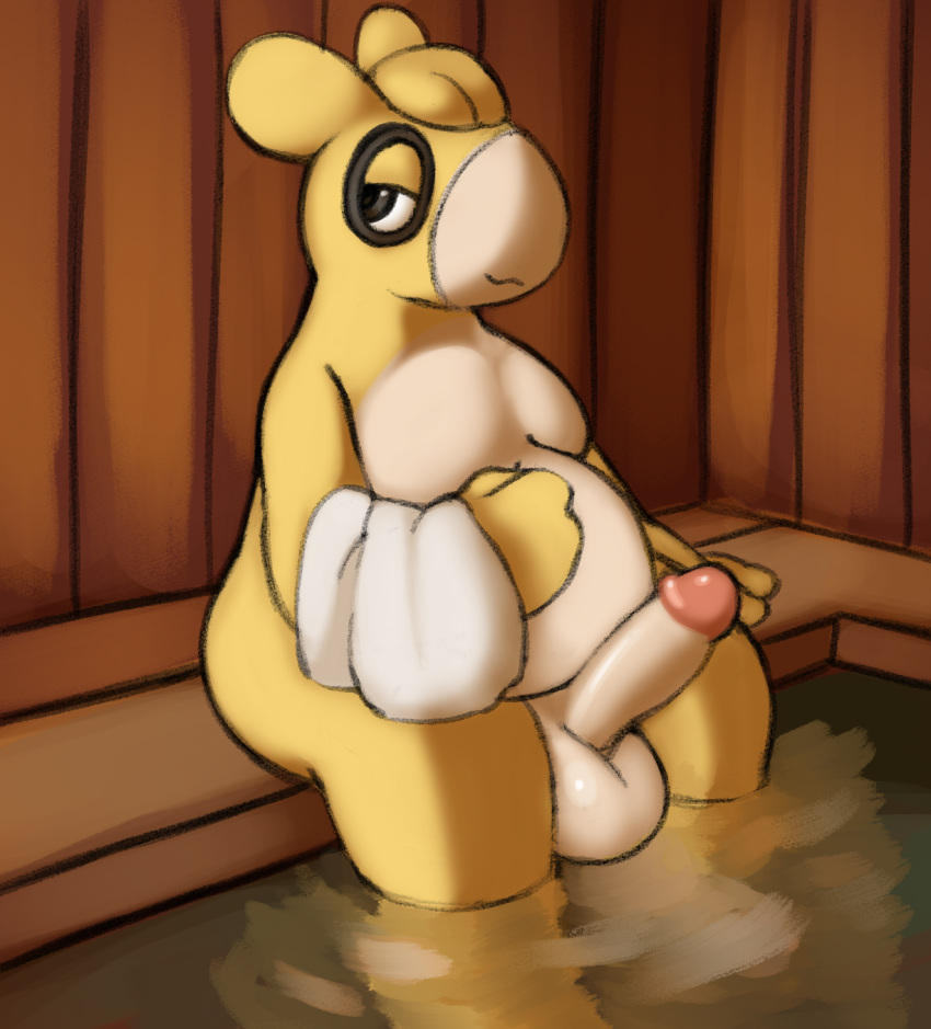 1boy anthro balls camel camelid genitals hi_res hot_spring hot_tub looking_aside male male_only mammal nintendo nova_nsfw nude numel onsen partially_submerged penis photo pokémon pokémon_(species) pokemon solo solo_male towel video_games water