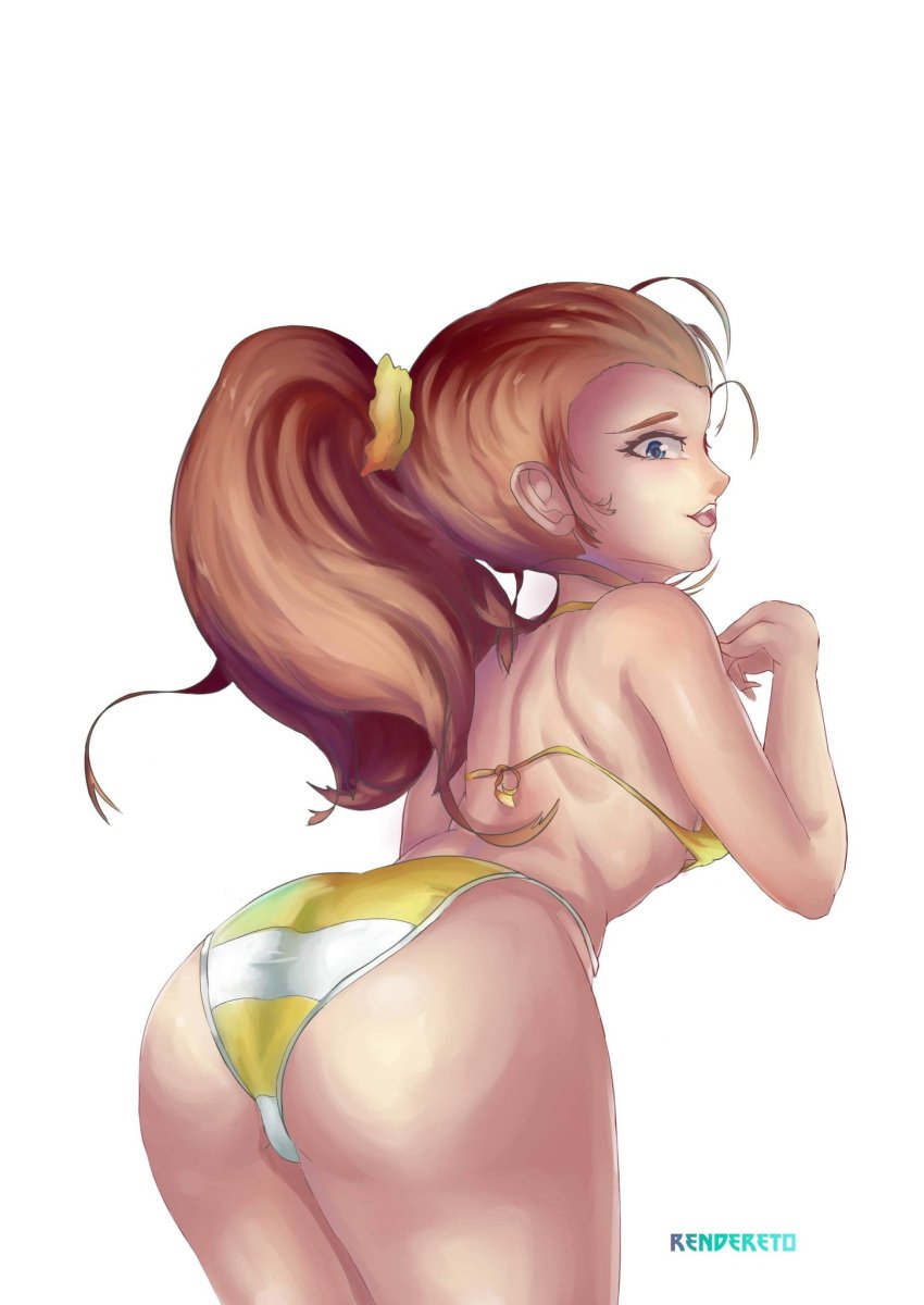 1girls aged_up ass back big_ass big_butt bikini breasts brown_hair curvy female female_only huge_ass izaack_draw large_ass luan_loud older ponytail sideboob solo solo_female solo_focus straight_hair striped_bikini the_loud_house thick thick_thighs thighs voluptuous