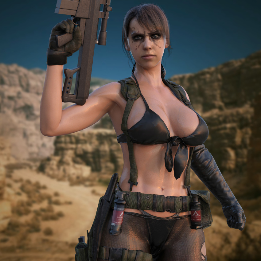 1:1 1:1_aspect_ratio 1girls 3d big_breasts breasts cleavage female female_focus female_only firearm gun hourglass_figure human large_breasts metal_gear_solid metal_gear_solid_v muscular_female nordfantasy pale_skin panties pinup pinup_pose quiet_(metal_gear) rifle solo stefanie_joosten swimwear tagme weapon wide_hips