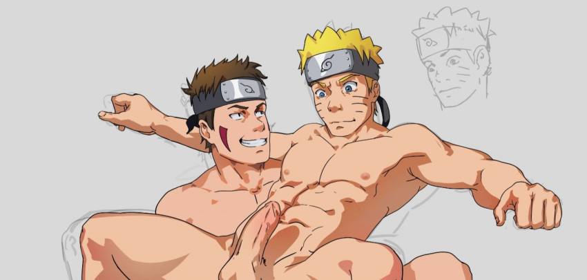 2boys abs armpits balls black_eyes blonde_hair blue_eyes boner brown_hair clenched_teeth erection facepaint forehead_protector gay headband inuzuka_kiba loegaku looking_at_penis male male/male male_only naked naruto naruto:_the_last naruto_(series) naruto_shippuden nipples nude nude_male pale-skinned_male pale_skin penis reverse_cowgirl_position sitting sitting_on_lap sitting_on_person smile smiling testicles twink uzumaki_naruto whisker_markings whiskers yaoi yellow_hair