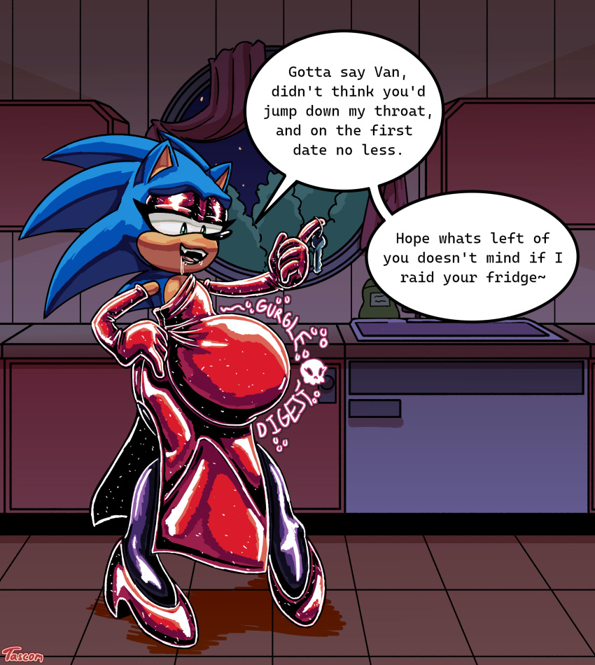 anthro background crossdressing curvy_male digestion digestion_noises fully_clothed hedgehog male male_focus male_pred mobian_(species) oral_vore sonic_(series) sonic_the_hedgehog sonic_the_hedgehog_(series) stolen_clothes tascom twink vore willing_prey