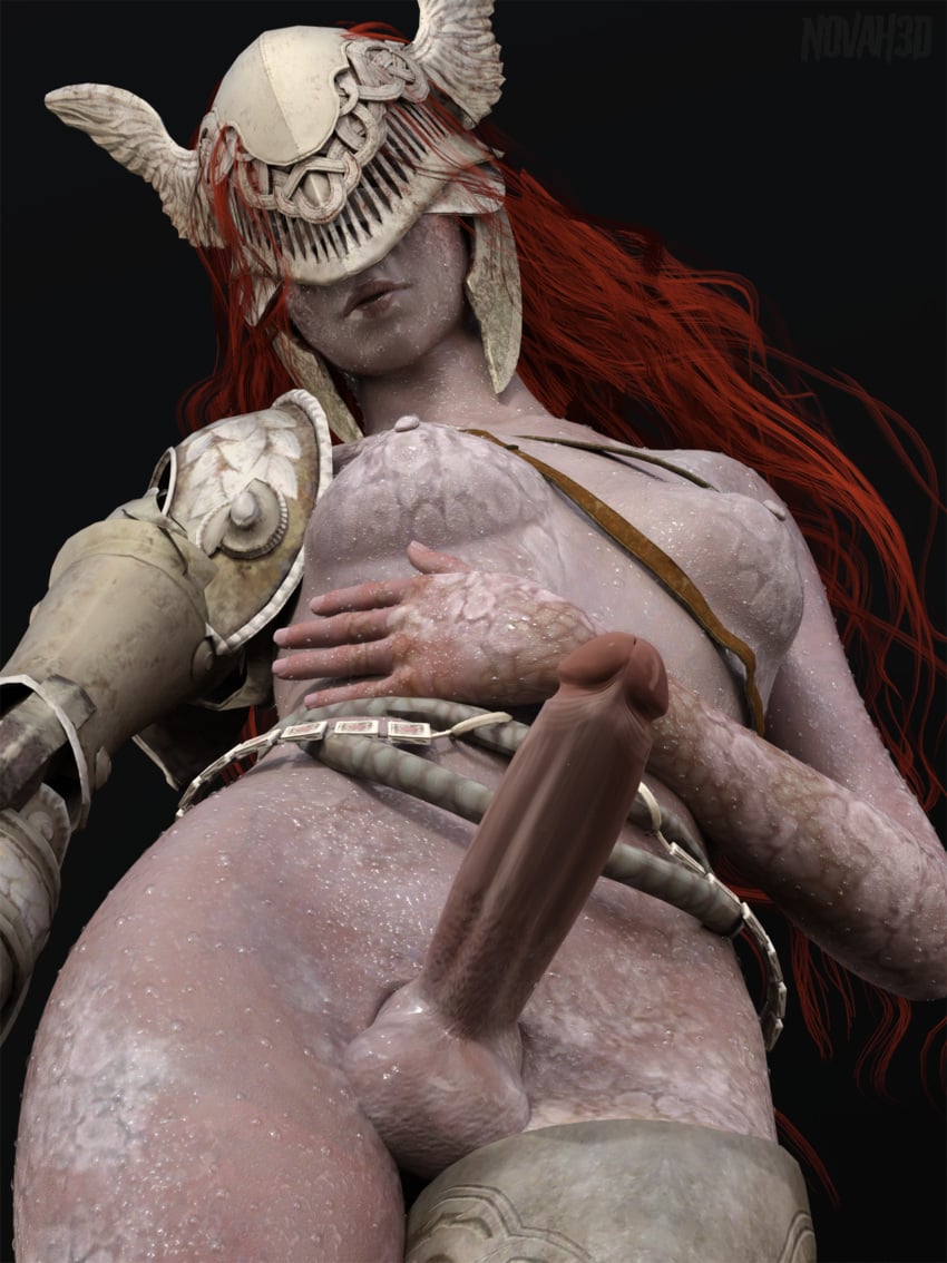 1futa 3d 3d_(artwork) 3d_render breasts cock elden_ring fromsoftware futa_only futanari ginger helmet looking_at_viewer low-angle_view malenia_blade_of_miquella nipples novah3d penis prosthetic_arm red_hair rotting solo solo_female solo_futa sweat sweatdrop sweaty sweaty_body wet_body wet_skin