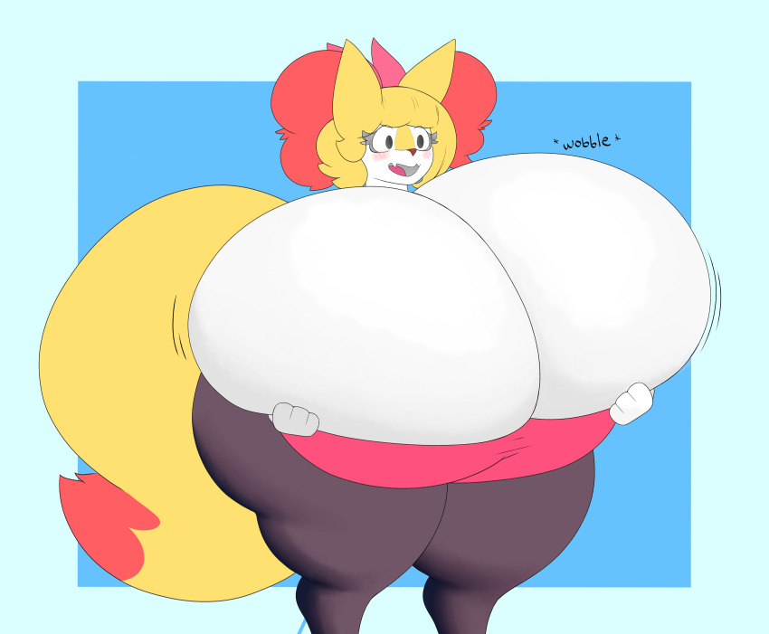 big_breasts braixen breasts cleavage female furry huge_breasts hyper_breasts meowsler pokemon pokemon_(species) thick_thighs wide_hips