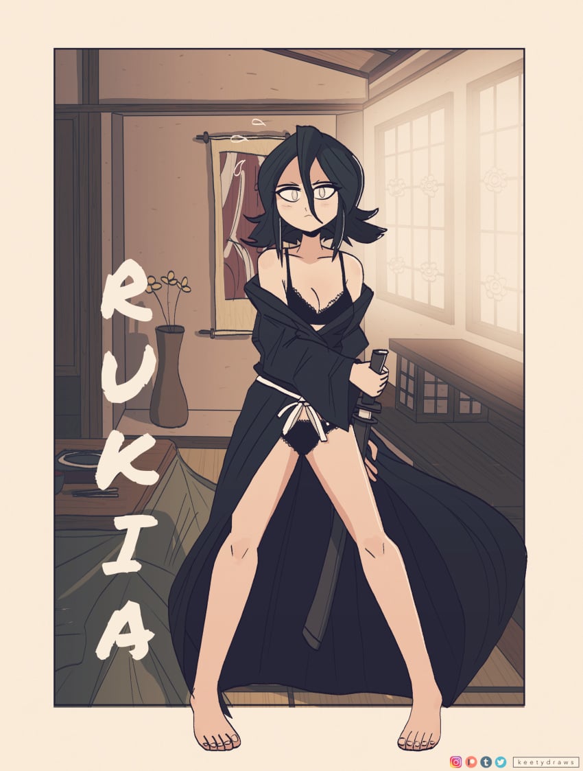 1girls bleach female female_only keetydraws kuchiki_rukia petite solo sword tagme