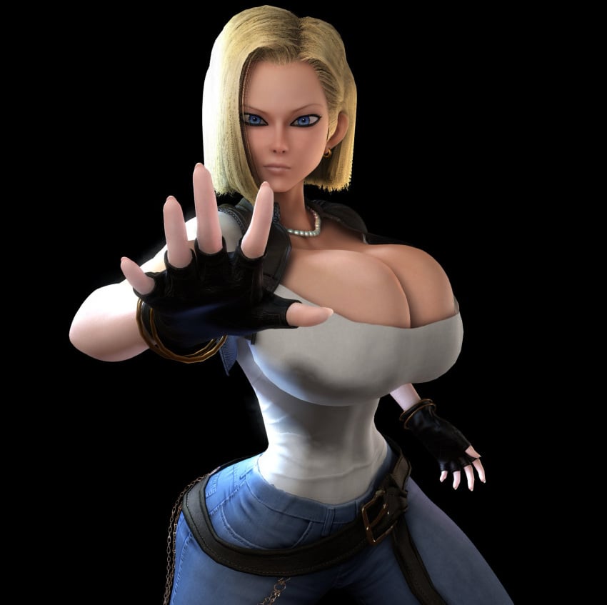 1girls 3d 3d_(artwork) alternate_ass_size alternate_breast_size android android_18 ass asymmetrical_hair belt big_ass big_breasts big_hips blonde_hair blue_eyes breasts breasts_bigger_than_head busty cleavage cleavage_overflow clothed clothed_female curvy dragon_ball dragon_ball_super dragon_ball_z female female_only female_solo fingerless_gloves gigantic_breasts gloves hips hourglass_figure huge_ass huge_breasts huge_hips humanoid jeans large_ass large_breasts large_hips legs light-skinned_female light_skin mature mature_female milf pants pearl_necklace shirt short_hair shounen_jump slim_waist small_waist solo solo_female thick thick_legs thick_lips thick_thighs thighs thin_waist vaako voluptuous wasp_waist wide_hips wife