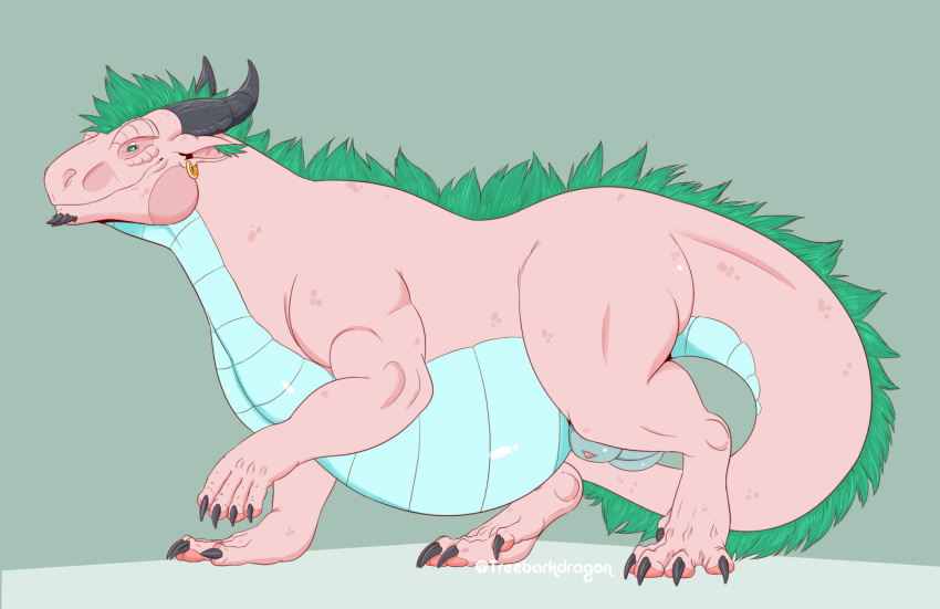 animal_genitalia anthro chubbby dragon feral genitals male male_only overweight sheath solo treebarkdragon