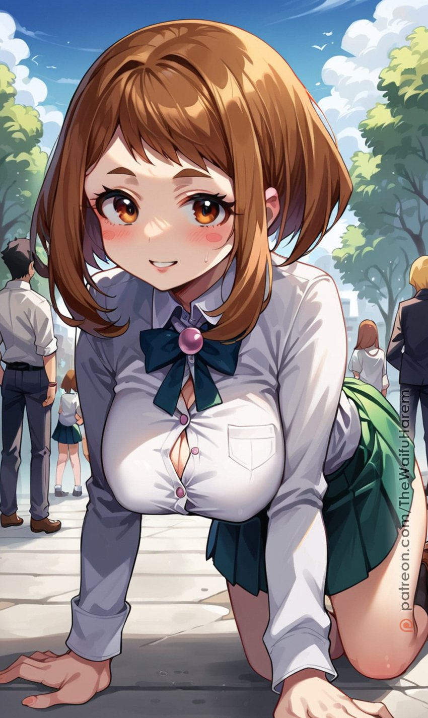 ai_generated animewaifu bokunohero ecchi erotic fanart my_hero_academia ochako ochako_uraraka patreon school_uniform thewaifuharem uraraka