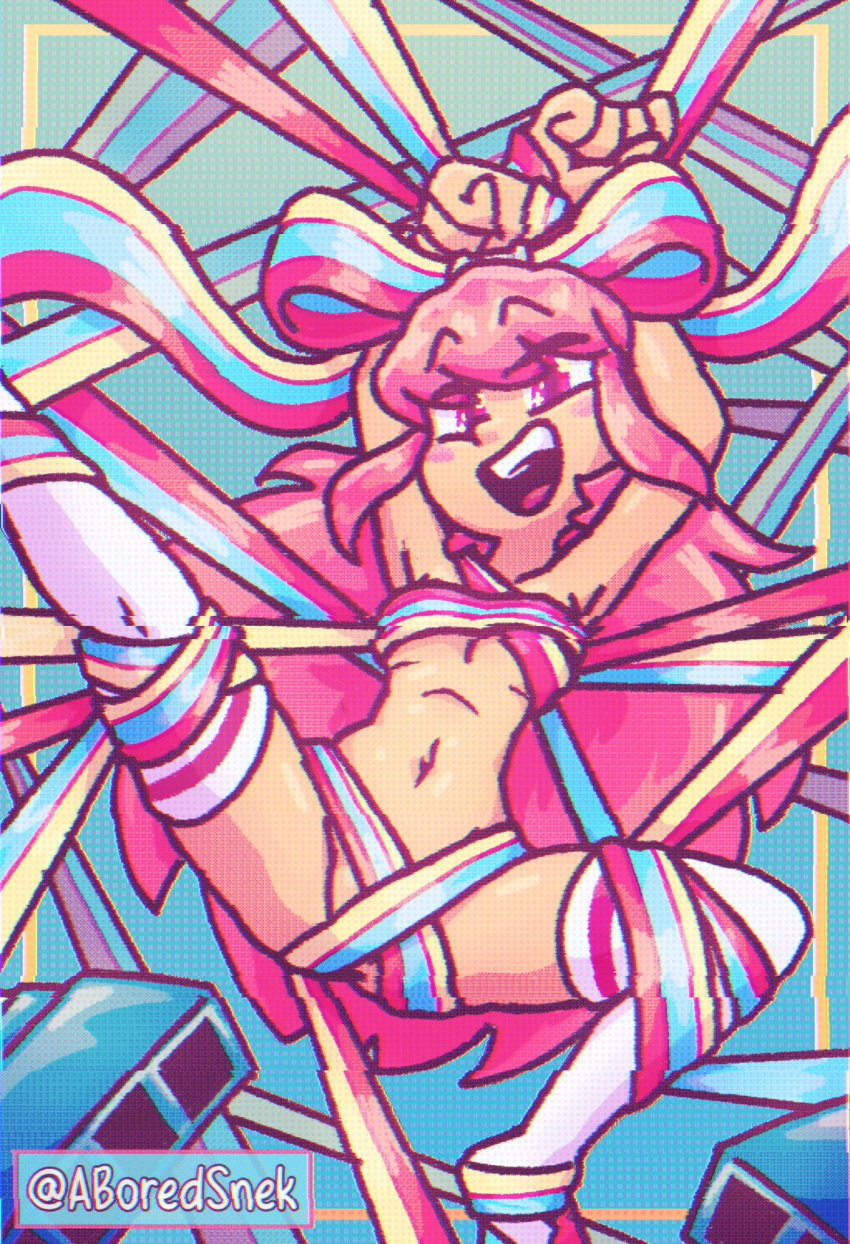 1girls aboredsnek bondage female giffany gravity_falls long_hair nude pink_hair pinup ribbon tagme