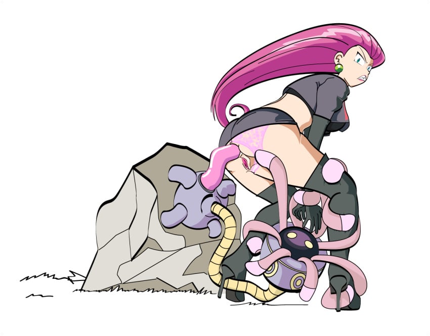 anal big_ass boots grabbing high_heel_boots jessie_(pokemon) lileep pokemon pokephilia rape restrained tentacle thigh_boots