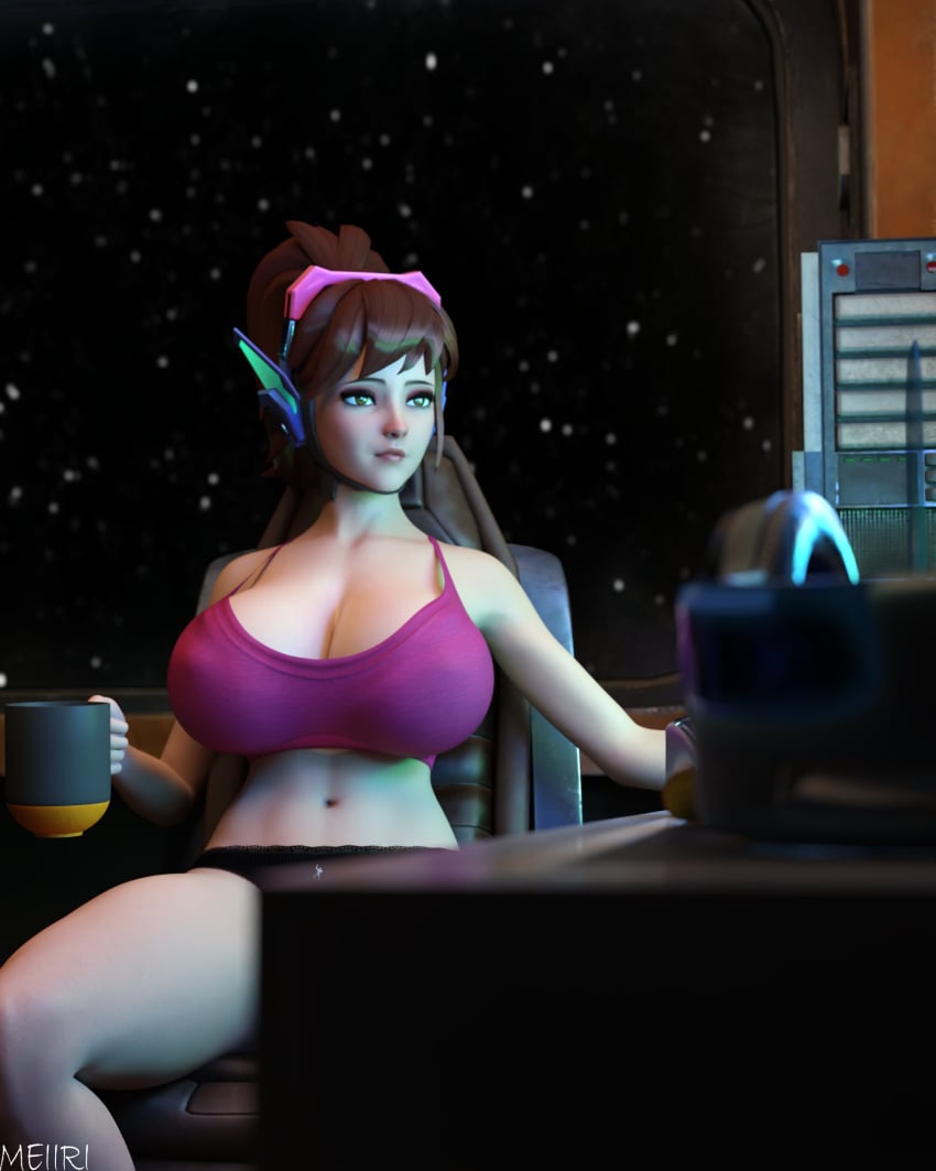 1girls 3d 3d_(artwork) anonymous_male asian asian_female big_breasts breasts brown_hair brown_hair brown_hair_female brunette_hair d.va giantess hana_song korean korean_female larger_female light-skinned_female light_skin meiirii micro micro_macro micro_male ponytail smaller_male underwear video_game_character