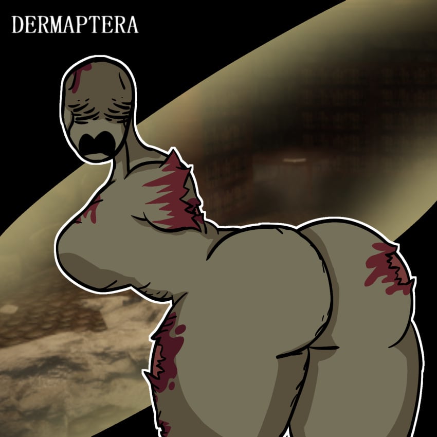 1girls 2d 2d_(artwork) armless ass ass_focus big_ass blood demon dermaptera distorted female female_only horror naked naked_female open_mouth pillar_chase_2 pillar_chase_2_(roblox) roblox rosemary_(pillar_chase_2) solo_female