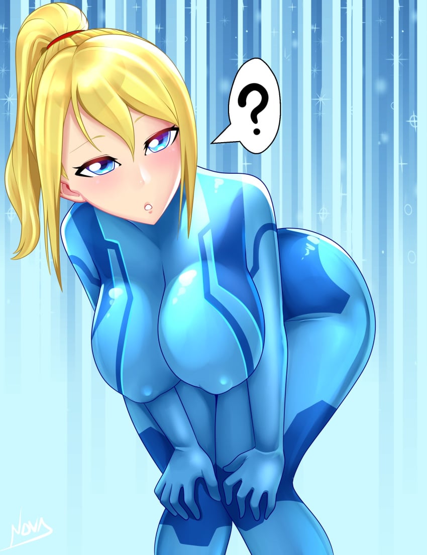 1girls ? big_breasts blonde_hair bodysuit breasts cleavage female female_only large_breasts looking_at_viewer metroid nintendo samus_aran scorchingnova thick_thighs wide_hips zero_suit zero_suit_samus