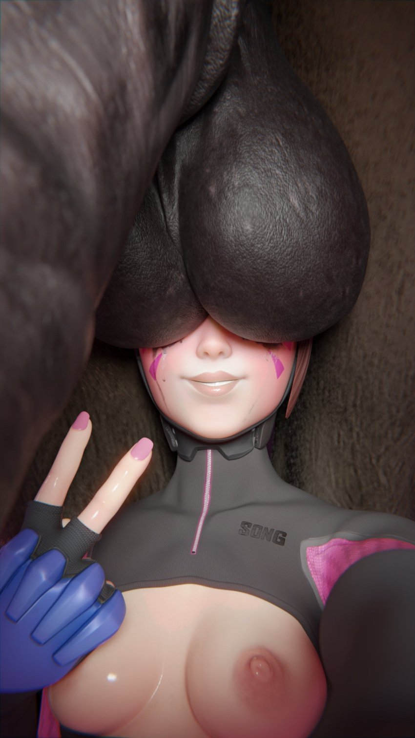 1animal 1girl 3d asian asian_female balls_on_face bodysuit cant_see_the_haters d.va dark-skinned_male hana_song horse horseballs horsecock imminent_sex light-skinned_female nail_polish nipples overwatch overwatch_2 piroguh small_breasts smile tagme zoophilia