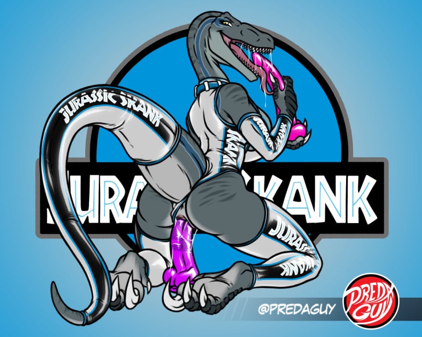 anthro anthrosaurs armwear ass blue blue_(jurassic_world) bodily_fluids choker clothing clothing_aside countershading dildo dinosaur dripping dromaeosaurid female furgonomics genital_fluids genitals gloves handwear holding_dildo holding_object holding_sex_toy jewelry jurassic_park jurassic_world kneeling latex latex_armwear latex_clothing latex_gloves latex_handwear latex_legwear latex_skinsuit latex_stockings latex_thigh_highs legwear licking licking_sex_toy logo_on_clothing looking_at_viewer looking_back necklace penetration predaguy prehistoric_species pussy raptor_claws reptile riding_dildo saliva saliva_drip saliva_on_tongue saliva_string scalie sex_toy sex_toy_insertion skinsuit smile smiling_at_viewer solo stockings stripes tail tail_clothing tail_stocking theropod thigh_highs tight_clothing tongue tongue_out universal_studios vaginal_fluids vaginal_penetration vaginal_penetration velociraptor