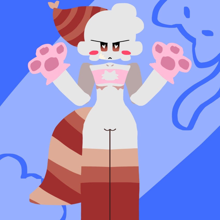 big_tail chest_scars cuntboy dandy's_world lineless male_only no_pants one_person paw_gloves pink_shirt pussy roblox shrimp shrimpo_(dandy's_world) simple_background tail top_surgery_scars