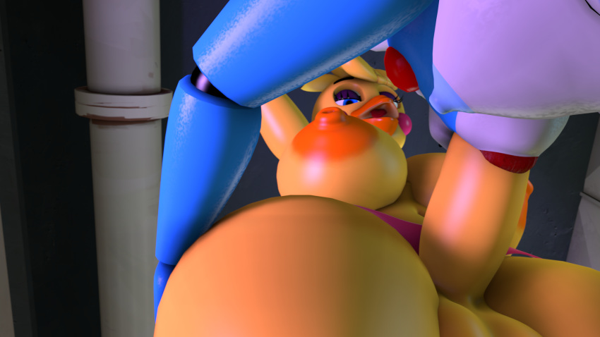 16:9 3d animatronic anthro avian beak big_breasts big_nipples big_penis bird blue_body blue_eyes breasts chicken clothing duo duo_focus fellatio five_nights_at_freddy's five_nights_at_freddy's_2 ftg_crossgender fti_crossgender furry futa_on_male futanari galliform gallus_(genus) genitals group gynomorph half-closed_eyes hand_on_head hand_on_hip hi_res huge_breasts intersex intersex/male lagomorph leporid looking_pleasured machine male mammal narrowed_eyes nipples oral penile penis phasianid pink_clothing pink_underwear rabbit robot rosy_cheeks rule_63 sex smile source_filmmaker terezifaps thick_thighs toy_bonnie_(fnaf) toy_chica_(fnaf) underwear video_games widescreen yellow_body