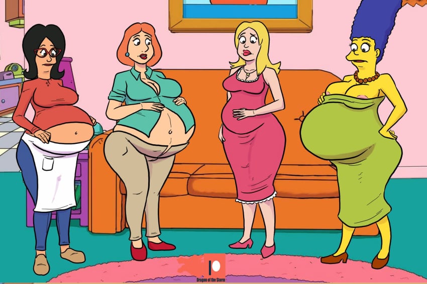 ? alternate_breast_size american_dad belly belly_overhang big_areola big_ass big_belly big_breasts bloated bob's_burgers busty chubby chubby_female cleavage crossover dragon-storm family_guy female female_focus female_only francine_smith human large_breasts linda_belcher lois_griffin looking_at_viewer marge_simpson multiple_pregnancies nipple_slip nipples partially_clothed plump pregnant the_simpsons thick_thighs wardrobe_malfunction wide_hips