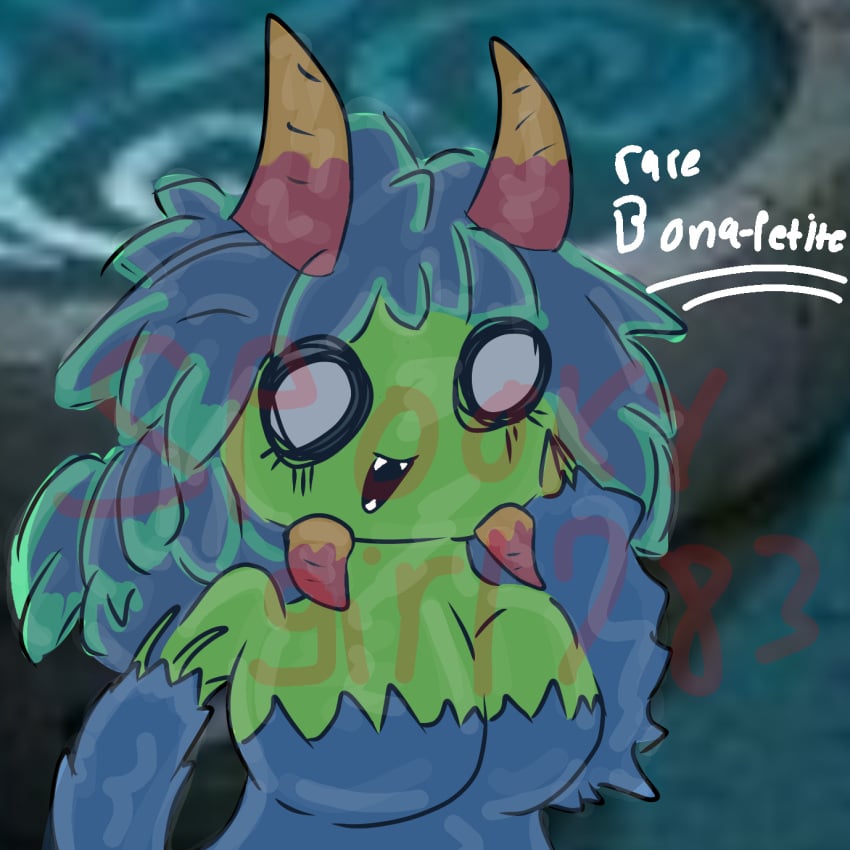 big_breasts blue_clothing bona-petite bona_(bona-petite) breasts clothed green_skin missing_teeth my_singing_monsters on_drugs orange_highlights rare_bona(rare_bona-petite) rare_bona-petite rare_bonapetite smiling tagme under_influence wublin wublin_island