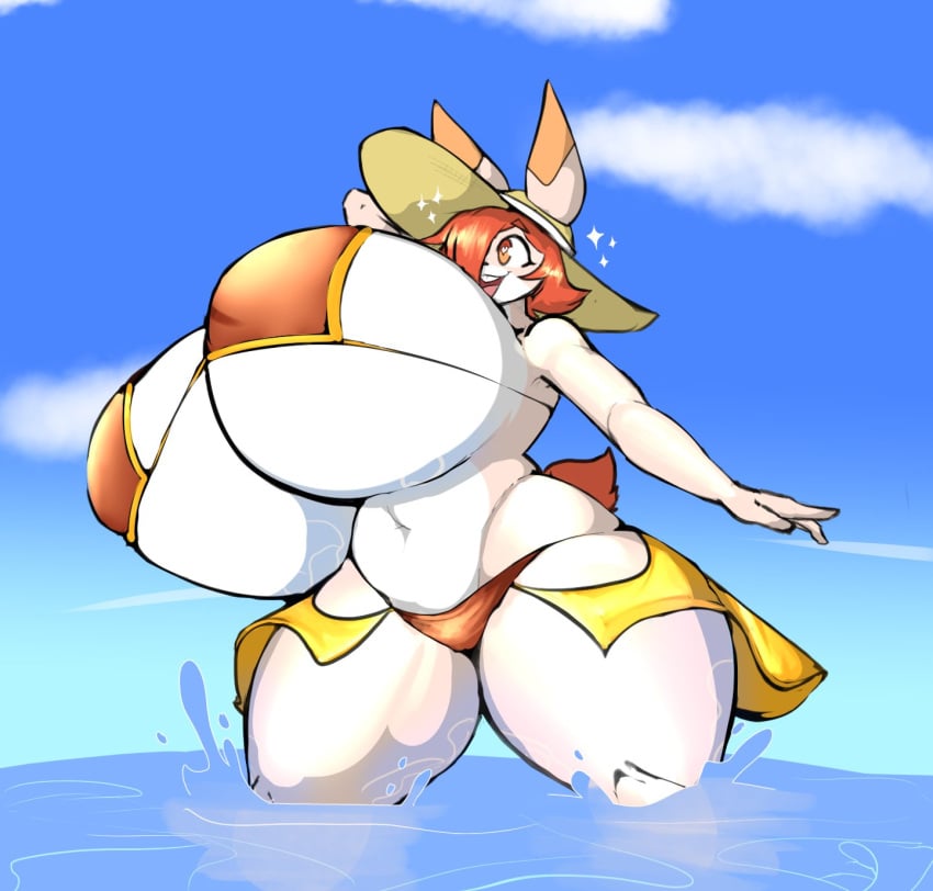 big_breasts bikini breasts clare_(themushlord) female furry huge_breasts lazydreamerart rabbit thick_thighs wide_hips