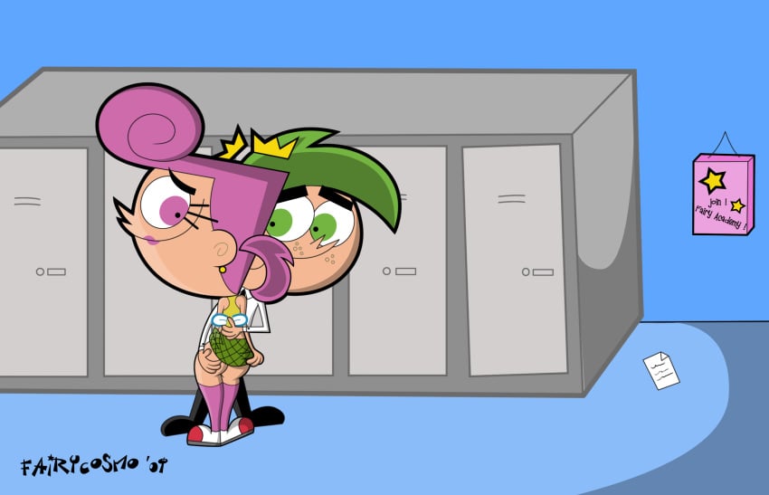 1boy 1girls 2009 cosmo_cosma eyelashes fairycosmo female green_eyes green_hair humanoid light-skinned_female light-skinned_male male married_couple nickelodeon nicktoons pale_skin pink_eyes pink_hair straight_hair tagme the_fairly_oddparents wanda_fairywinkle-cosma